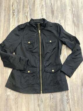 Tommy Hilfiger Women's Black Utility Field Jacket with Gold Hardware